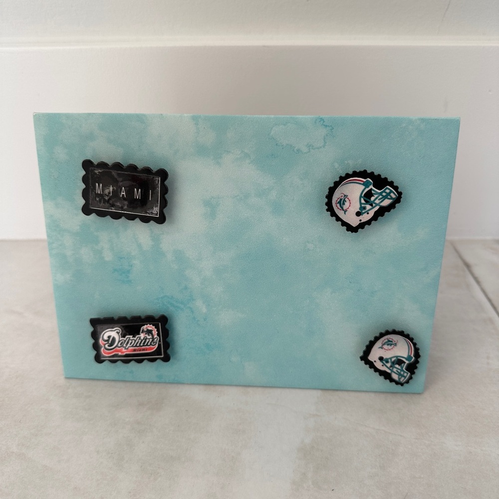 Miami Dolphins Fabric Picture Frame with Miami Dolphins Magnet Holders